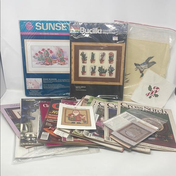 HUGE lot of cross stitch patterns, kits and magazines - Picture 1 of 11
